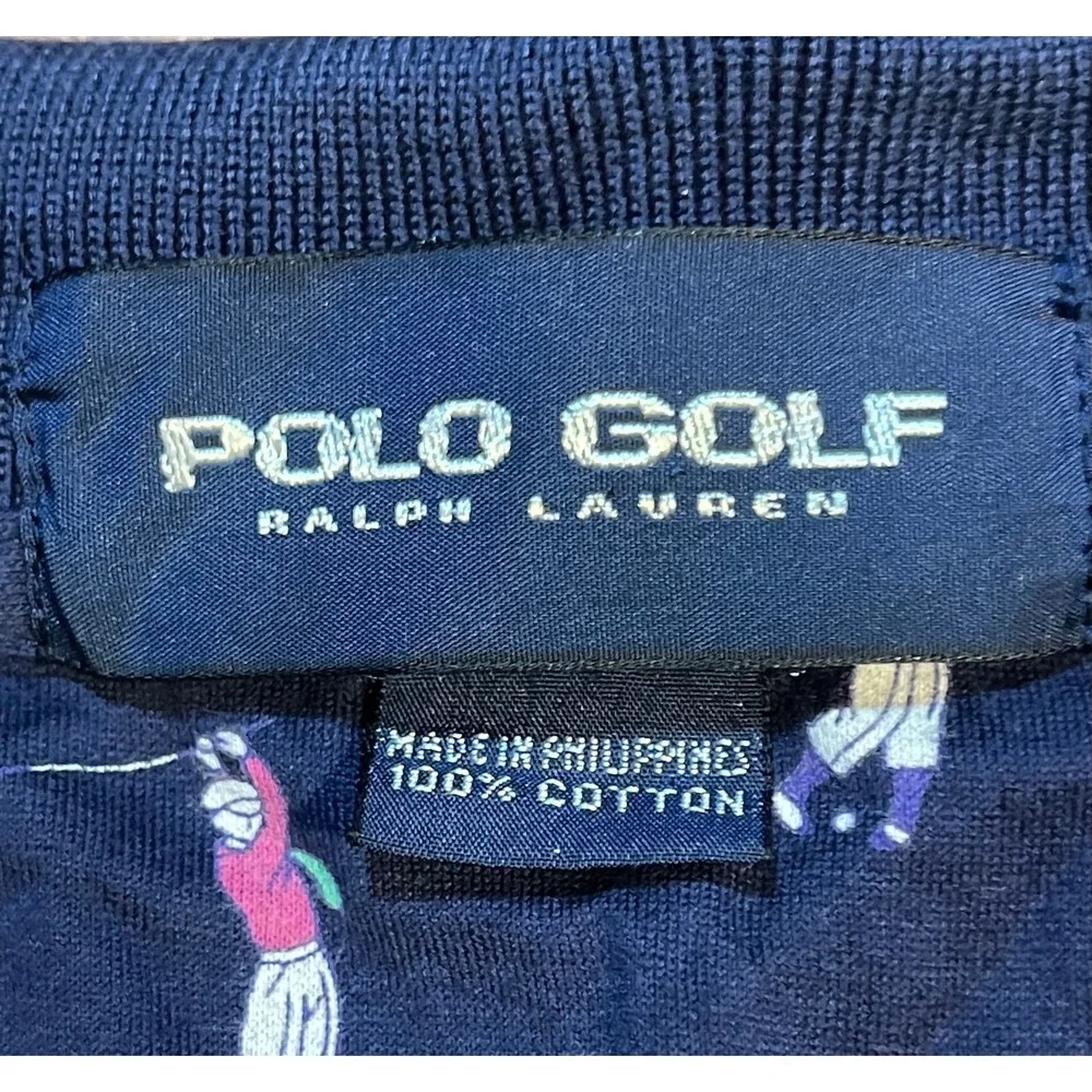 Polo Golf Ralph Lauren Shirt Men's XL Navy Blue All Over Golfer‎ Print